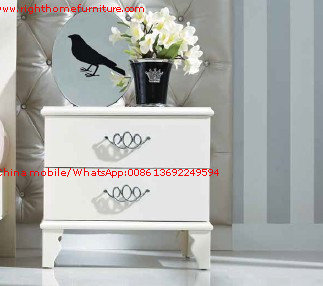 Ivory Classic Bed side table with wooden drawers for Nightstand design used by Hotel and Villa Furniture