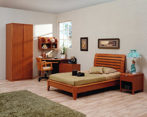 Classic Single bed design wooden bedroom furniture by Shenzhen factory for Residential and apartment project use
