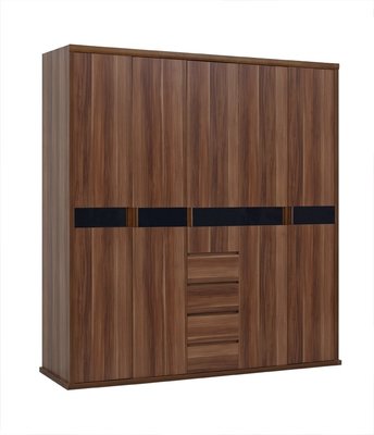 Luxury Aparment Bedroom Furniture by big pull out doors in wall Wardrobe in MDF melamine with walnut solid edged