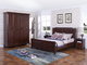 Rubber Wood Furniture Thailand solid wood King/Queen Bed in Leisure American style with Nightstand and Wardrobe