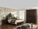 Solid Wood Bedroom set American style BT-2901 Real leather Upholstered headboard Classic king size bed with Nightstand