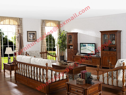 Solid Wooden Carving Frame with Fabric Upholstery Sofa Set in Living Room Set