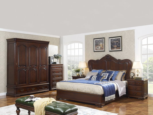 King size Wooden Beds with Bespoke Armoire in Villa and Hotel furniture FF&E solution fixture with Spring mattress