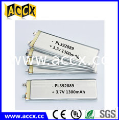 China PL392889 3.7V 1300mAh lithium polymer battery supplier