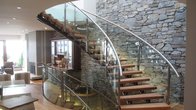 indoor carton steel frame modern design stainless steel wood treads curved arc spiral staircase stairs