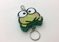 Cartoon frog animal shape retractable pvc wrap badge reels custom with key chains