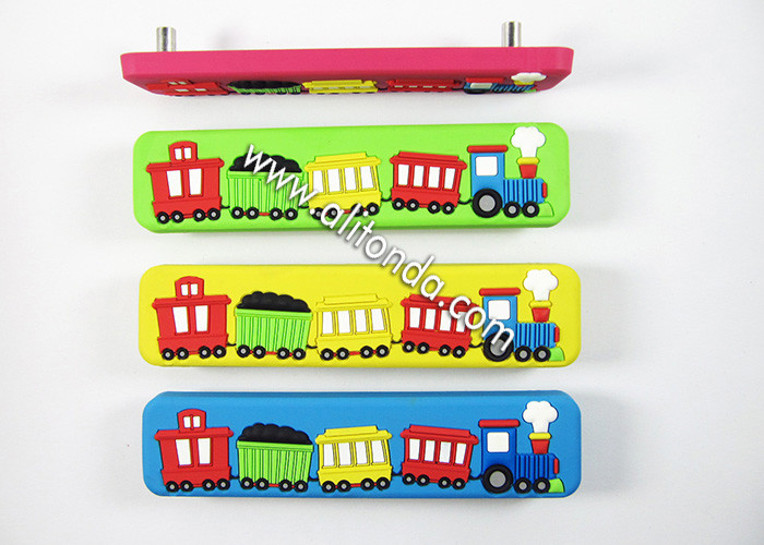 Environmental soft pvc handles custom with train car image cartoon children room door knobs custom