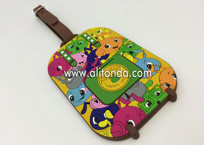 High quality cheap price cartoon animal simple words style pvc luggage tag custom