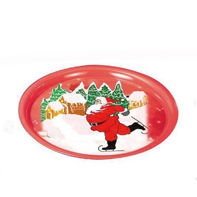 China Round Christmas Print Serving Tin Trays supplier