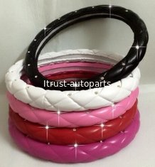 Crystal Crown covered Leather Car Steering Wheel Cover Diamond Steering Covers Cases For Women/Girls