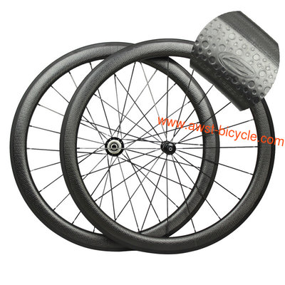 50mm clincher U shape road bike carbon fiber straight pull dimpled wheelset Powerway R36 hubs dimple wheels