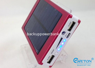 China 10000 mAh Red Portable Solar Power Bank , solar powered cell phone charger With Torch supplier