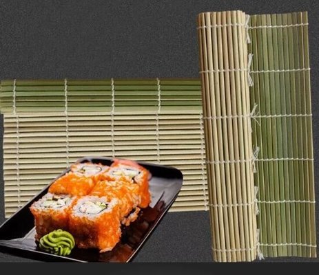 High quality cheap 100 % Natural Organic Reusable Food Use Promotional green skin bamboo rolling sushi mat