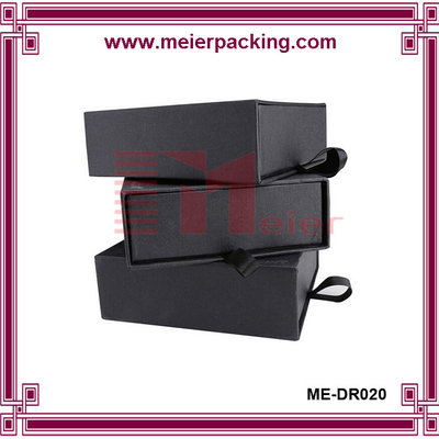 China High quality matte black slide paper box/cardboard drawer box with ribbon ME-DR020 supplier