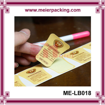 China Kraft paper adhesive label sticker/Custom art paper sticker/T-shape medicine label sticker ME-LB018 supplier