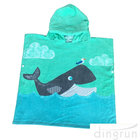 Cute Dolphin Hooded Poncho Beach Towel Reactive Printed For Girls & Boys
