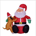 1ML New design Christmas indoor decoration dog next to inflatable Santa Claus