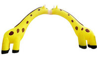 0.5mm reinforced Oxford material Cheap inflatable yellow giraffe shaped arch