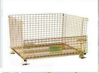 Industrial warehouse using stackable collapsible zinc wire mesh container