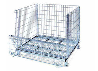 Folding rolling metal steel wire mesh warehouse storage cage