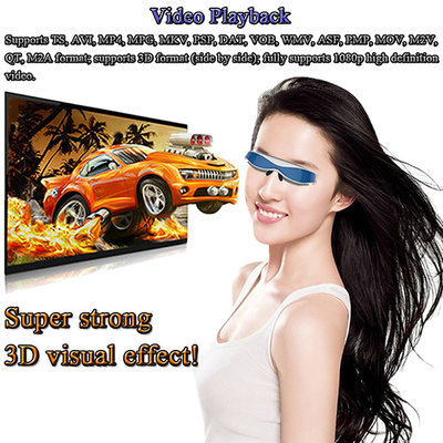 China A8 Processor 1GB Memory 8GB NAND Flash Storage Device 98” Virtual Screen Full HD 1080p 3D Video Glasses Supports HDMI supplier