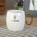 Wholesale high quality drum shape golden handle white coffee mug ceramic mug
