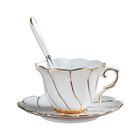 hot sale gold rim ceramic coffee cup and saucer set with golden handle