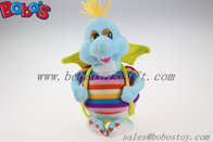 10"Cute Blue Cartoon Stuffed Dinosaur Plush Toy With Colorful Overalls