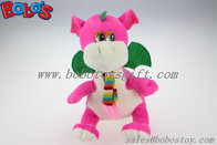 China Manufacturer Pink Stuffed Dinosaur Animal With Scarf In 10" Size