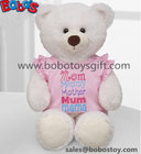 White Plush Teddy Bear Toy with Pink Dressing as Mother's Day Gift