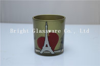 Sprayed color glass candle holder with painting logo