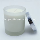 clear galss candle container with silver lid, candle holder for wedding