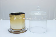 Golden candle holder and Glass dome, candle jar with glass cover sale