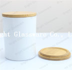 White Candle Jar with Bamboo Lid, Wooden Bamboo Lid Jar for weddings