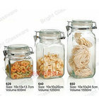 empty food storage glass airtight jar with glass lid and metal cilp
