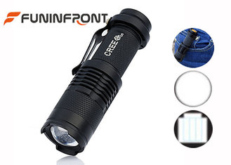 China CREE XPE Q5 LED Flashlight Adjustable Focus, Hard Light Clip LED Torch supplier