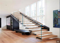 Wood Straight Staircase Design for House Interior Floating Staircase