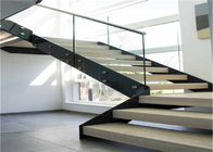 Double flight straight staircase with toughened glass risers and balustrade Staircase