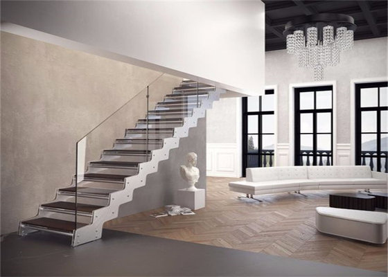 Modern Wood Staircase Design for House Interior Straight double Stringer Staircase