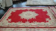 100% Hand knotted pink colour chinese aubusson wool rugs carpets