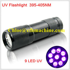 China Waterproof Black Color Aluminum Alloy  Dry Battery Powered 395NM 9 UV LED FLashlight/Torch supplier