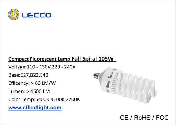 China T5 6400k Energy Saving Lamp , Full Spiral Light Bulbs E27 / E40 supplier