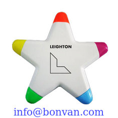 China five color highlighter marker, star shape highlighter marker pen supplier