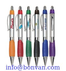 China sliver barrel grip plastic ball point pen, sivler body plastic ballpoint pen supplier
