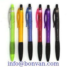 China advertising use click grip ballpoint pen,simple clear body promotional plastic ballpen supplier