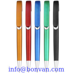 China metallic looking click promotional gift logo printed plastic ball pen, logo plastic ball pen supplier