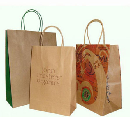 China Letter Cartoon Pattern Large Gift Bag, Logo Print Brown Kraft Food Packaging Paper Bags with Rope Tote supplier