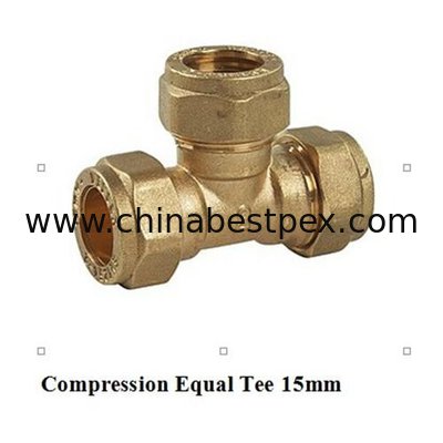 compression fitting tee 15mm for copper pipe