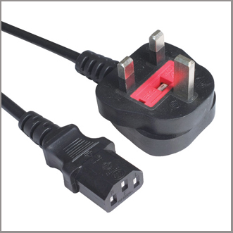BSI power cord with C13 female plug, UK power supply cord with non-rewirable plug ASTA app