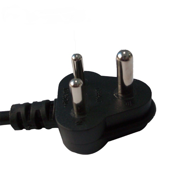 Indian AC power cord with 3-pin indian plug, South African power cord